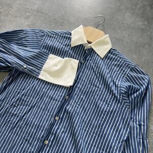 Donald Trump Collection Men's 15 32/33 Button Front Shirt Blue White Stripe